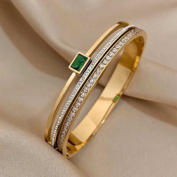 White Rhinestone Wide Bangle