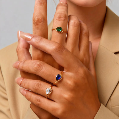 Gold Teardrop Stone Ring