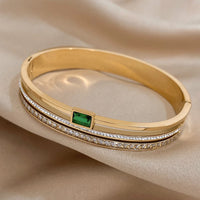 White Rhinestone Wide Bangle