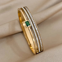 White Rhinestone Wide Bangle