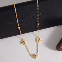 Zora Sweet Rhinestone Heart Necklace For Women 18K Gold PVD Stainless Steel Waterproof Simple Fashion Jewelry Valentine's Gift