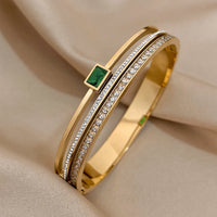White Rhinestone Wide Bangle