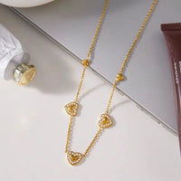 Zora Sweet Rhinestone Heart Necklace For Women 18K Gold PVD Stainless Steel Waterproof Simple Fashion Jewelry Valentine's Gift