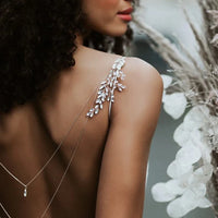 Zircon Tassel Pendant Back Chain Necklace for Dress Backless Water Drop Flower Crystal Shoulder Chain Body Jewelry Wedding Boho