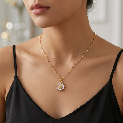 Gold Sunflower Flower Necklace