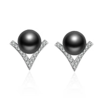 925 Sterling Silver Black Pearl Stud Earrings For Women Luxury Designer Jewelry   GaaBou Jewellery