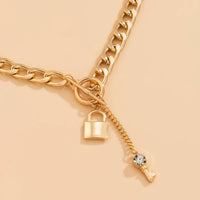 Punk Thick Chain with Lock/Key Pendant Necklace for Women Trendy Tassel Chain Necklace on Neck 2024 Fashion Choker Jewelry Gifts