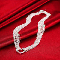 DOTEFFIL 925 Sterling Silver Necklaces for Women Multi Lines Heart Pendant Necklace Collier Female Fashion Jewelry Factory Price