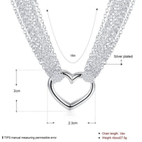 DOTEFFIL 925 Sterling Silver Necklaces for Women Multi Lines Heart Pendant Necklace Collier Female Fashion Jewelry Factory Price