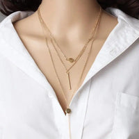 New Fashion Holiday Seaside Resort Beach Crystal Jewelry Ecg Triangle Water Drop Multilayer Leaves Star Moon Chains Necklace