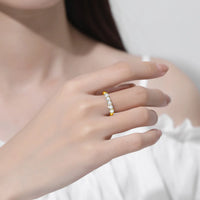 With Certificate Solid 18K Gold Moissanite Ring For Women or 925 Silver 5 Stone Half Eternity Band With Stamp Engagement Jewelry