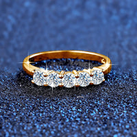 With Certificate Solid 18K Gold Moissanite Ring For Women or 925 Silver 5 Stone Half Eternity Band With Stamp Engagement Jewelry