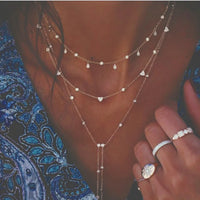 Crystal Geometry Star Moon Lock Pendants Necklaces