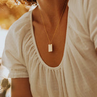 EManco Necklace Stainless Steel Necklace Women Simple Long Chain Rectangular Pendant Necklace Statement Couples Choker Gifts