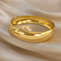 Glossy Gold Plated Stainless Steel Bracelet for Women Men Fashion 10 15 30mm Size Chunky Smooth Cuff Bangles Waterproof Jewelry