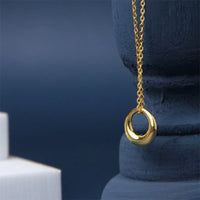 Stainless Steel Classic Simple Gold Color Hollow Circle Pendant Necklace for Women Personality Clavicle Chain Jewelry Colorfast