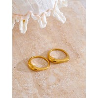 Yhpup Two Styles Same Series Minimalist Unique Stainless Steel Chic Textured Golden Ring 18K PVD Plated Japan Exquisite Jewelry