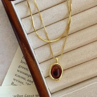 Double Layered Necklace with Resin Gold Amber Sweater Chain Women Autumn Winter New Arrival Elegant High End Jewelry Decoration