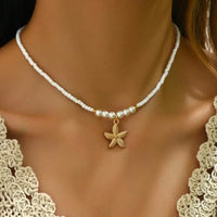 Exquisite Beach Style Seashell Necklace Beaded Choker Necklaces for Women Handmade Starfish Pendant Fashion Ocean Jewelry Чокер