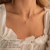 EManco Rectangular Zirconia Pendant Women's Fine Jewelry Stainless Steel Gold-Plated Short Necklace Wholesale