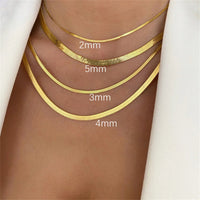 Chain Necklace Herringbone Choker Neck