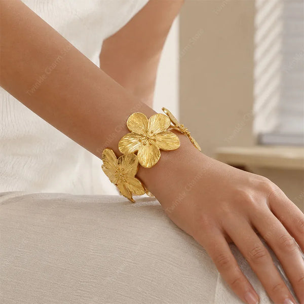 Geometric Floral Bracelet Wide
