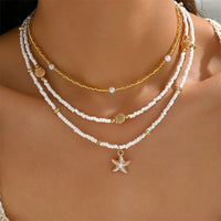 Starfish Shell Pendant Necklace Beach
