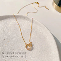 Personality Gold Color Stainless Steel Zircon Double Ring Pendant Necklaces for Women Charm Bride Collar Korea Jewelry Colorfast