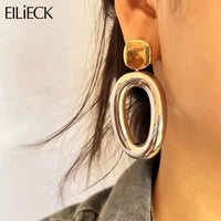 EILIECK  316L Stainless Steel Exaggerated Geometric Earrings Trendy Gold Color Dangle Earrings Charm Trendy Jewelry Women Gift