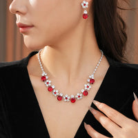 Zircon Flower Pendant Necklaes