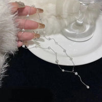 Faux Pearl Tassel Necklace