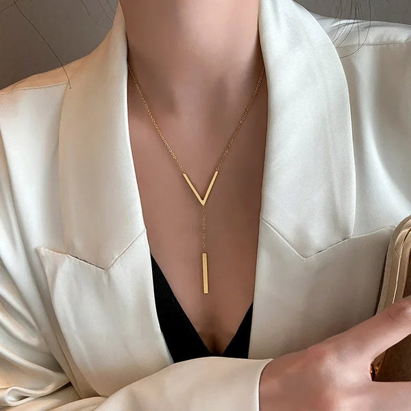 Vertical Bar Pendant Necklace