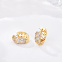 Luxury AAAA Zirconia Round Huggie Hoop Earrings For Women Geometric Ear Buckle Wedding Engagement Party Trendy Classic Jewelry