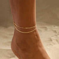 Gold Anklets Bracelets for Women Waterproof,14K Gold Plated Stainless Steel Dainty Layered Anklets Bracelets Set Jewelry Gift
