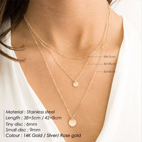 eManco Hammered & Shiny Coin Pendant Necklace 316 Stainless Steel Party Ladies Charms Jewelry Valentine's Day Gift For Her