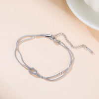 Cazador Gold Color Love Knot Double Snake Chain Bracelet Stainless Steel Trendy Bracelets for Women Men Jewelry Mother's Gift