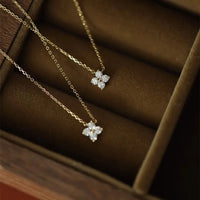 316L Stainless Steel Simple Elegant Clover Zirconia Pendant Necklace For Women New Trendy Fine Neck Chain Jewelry Gift