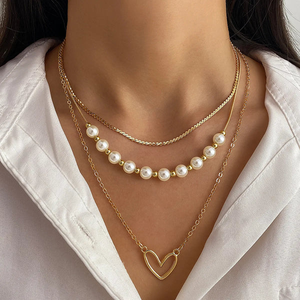 Peach Heart Pearl Necklace Three