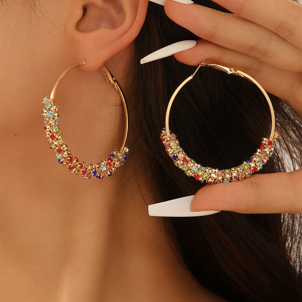 Zircon Stone Hoop Earrings Wedding