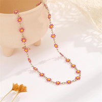 New Vintage Gold Plated Alloy Lucky Sunflower Chain Necklace For Women Female Fashion Boho Simple Choker Jewelry Party Gift