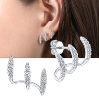 Rhinestone Three Claw Design Earring