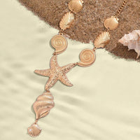 Ocean Vacation Conch Starfish Shell Geometric Necklace