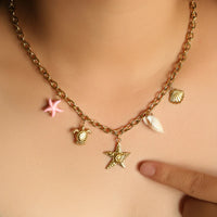 EILIECK 316L Stainless Steel Ocean Style Shell Conch Starfish Drop Necklace For Women New Summer Beach Handmade Jewelry Gift
