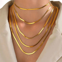 Chain Necklace Herringbone Choker Neck
