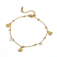 Shell & Double Zircon Anklet