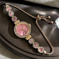 Rhinestone Watches Diamond Flowers Bracelet Quartz Wristwatch