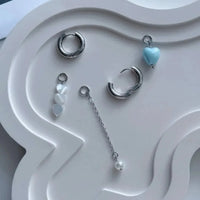 Asymmetric Peach Heart Pendant Earrings