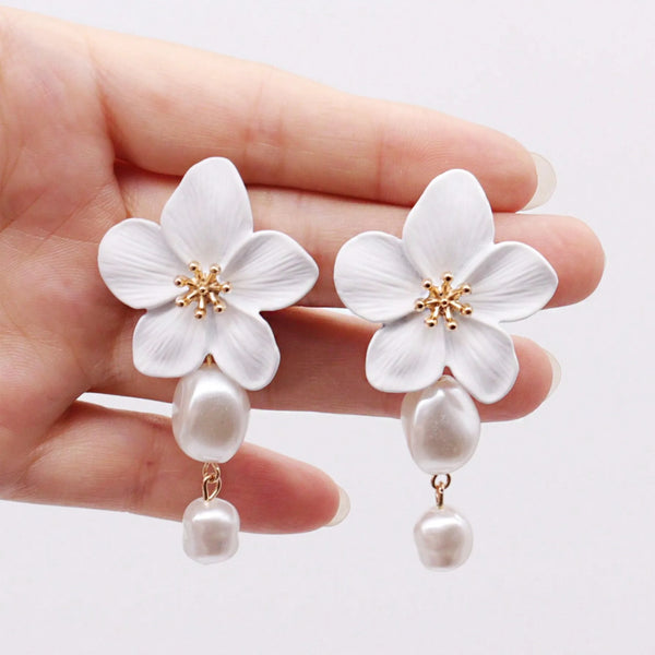 Flower Dangle Drop Earrings Ear
