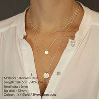 eManco Hammered & Shiny Coin Pendant Necklace 316 Stainless Steel Party Ladies Charms Jewelry Valentine's Day Gift For Her
