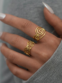 Stainless Steel Spiral Adjustable Open Rings for Women 18K Gold Plated Waterproof High Quality Ladies Jewelry For Vacation Etc